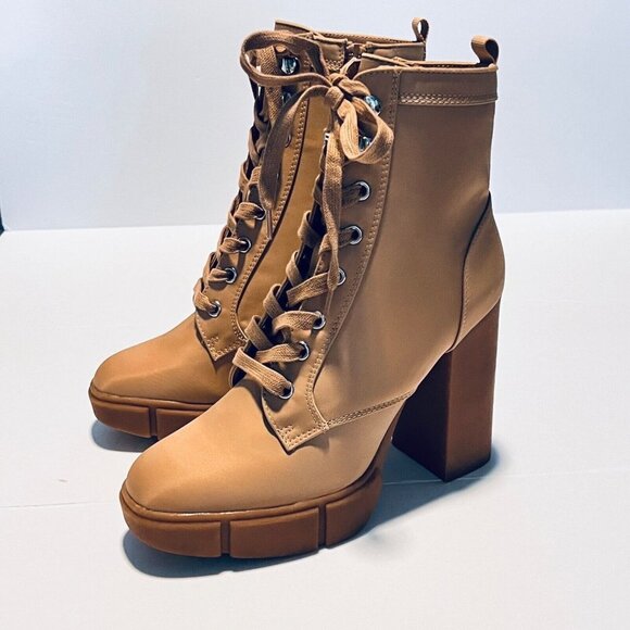 STEVE MADDEN Womens High Heeled Booties Size 8.5 Lace Up Side Zip Gorpcore NEW - Picture 4 of 11